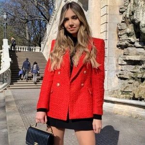 ZARA BRAND NEW RED TWEED BLAZER